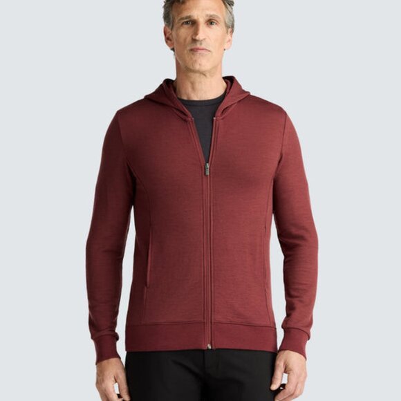 Unbound Merino Men's Compact Travel Hoodie - Oxblood Small - Picture 1 of 7